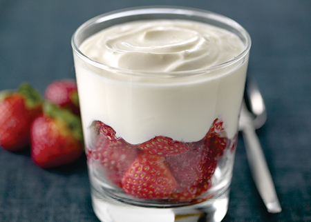 Yoghurt pot with strawberries