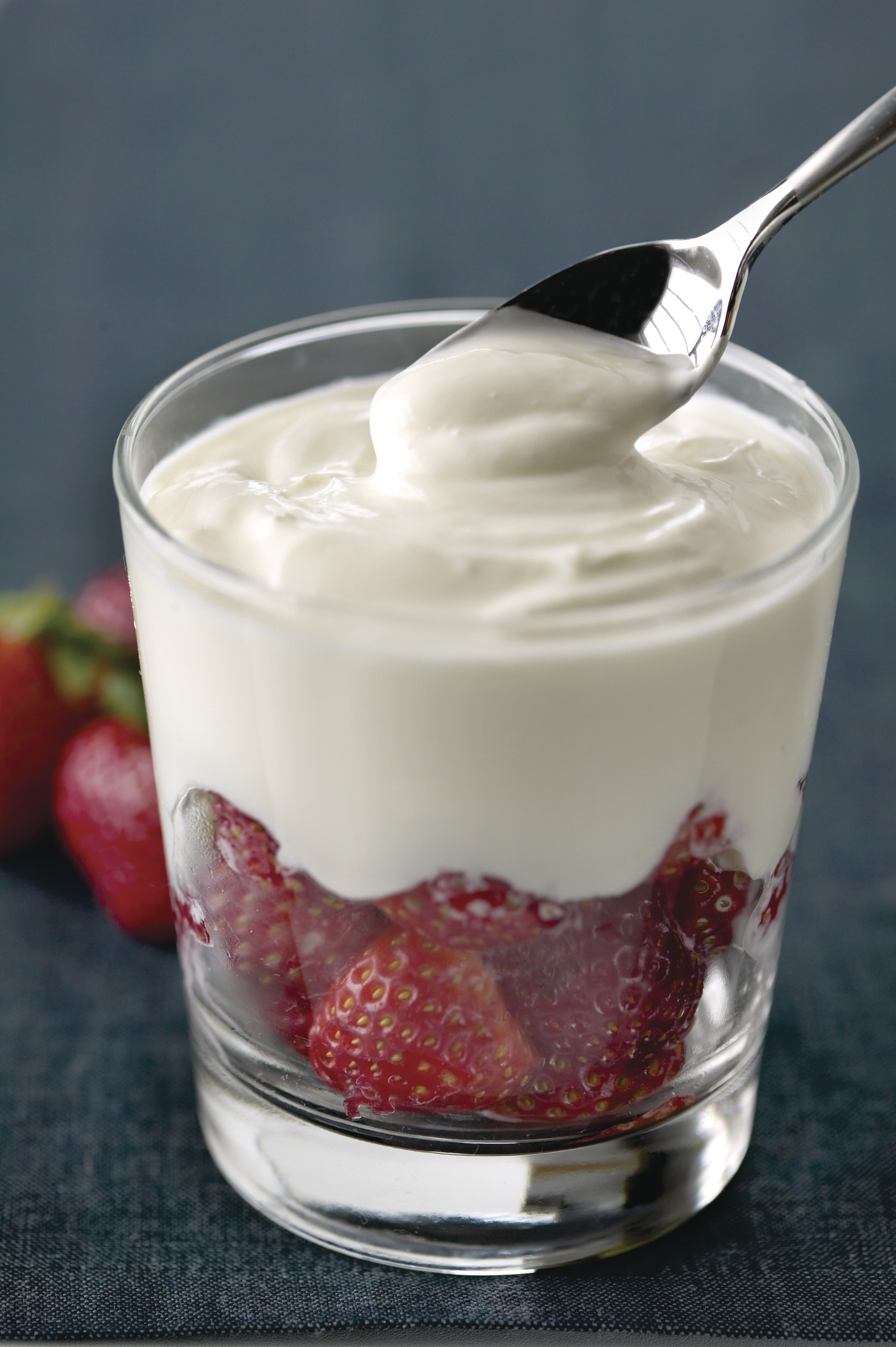 Glass of strawberries and cream