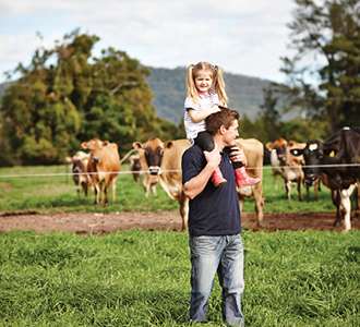young farmer dad and his daughter