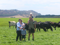 Ben Walker and family, paddock, cows, dairy, farm